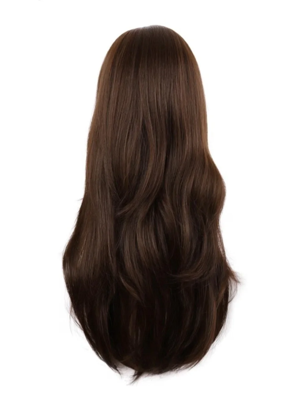 Brown Wig with Bangs Synthetic 28